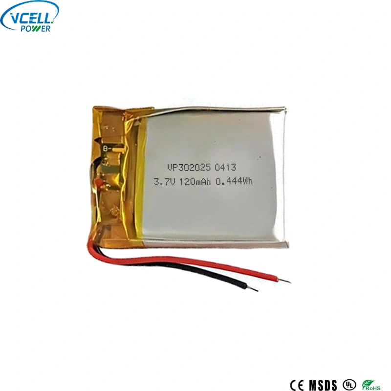 302025 3,7 V 120 mAh lítium-polimer akkumulátor
